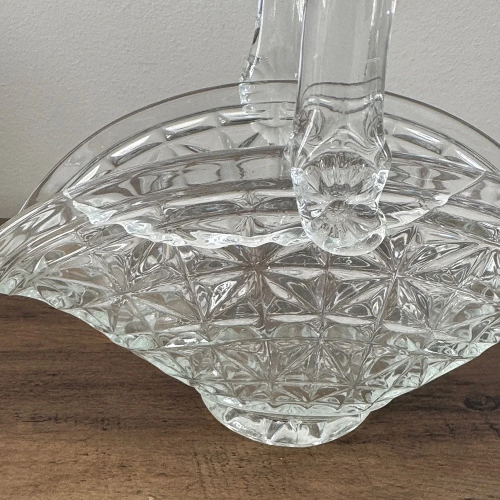 Elegant Vintage Clear Glass Basket